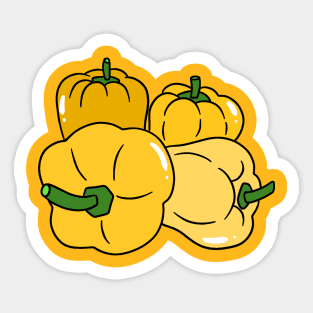 Four Yellow Bell Peppers Sticker